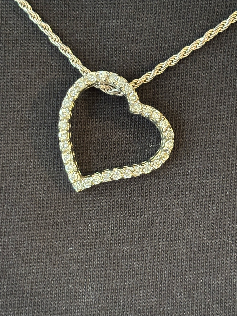 Italian 925 Sterling Silver Pave Cubic Zirconia Heart Necklace 30"